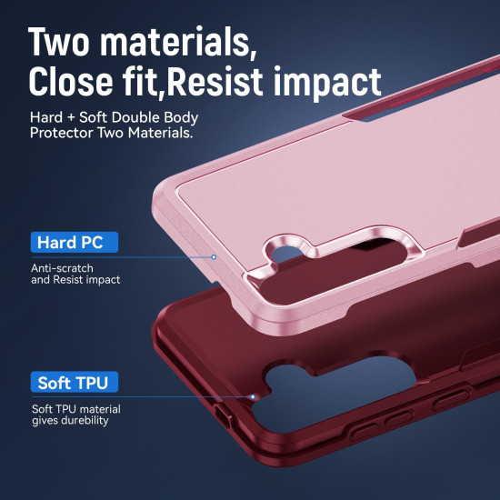 For Samsung Galaxy S24+ 5G Pioneer Armor Heavy Duty PC Hybrid TPU Phone Case(Pink+Rose Red)