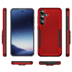 For Samsung Galaxy S24+ 5G Pioneer Armor Heavy Duty PC Hybrid TPU Phone Case(Red+Black)