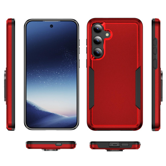 For Samsung Galaxy S24+ 5G Pioneer Armor Heavy Duty PC Hybrid TPU Phone Case(Red+Black)