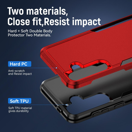 For Samsung Galaxy S24+ 5G Pioneer Armor Heavy Duty PC Hybrid TPU Phone Case(Red+Black)