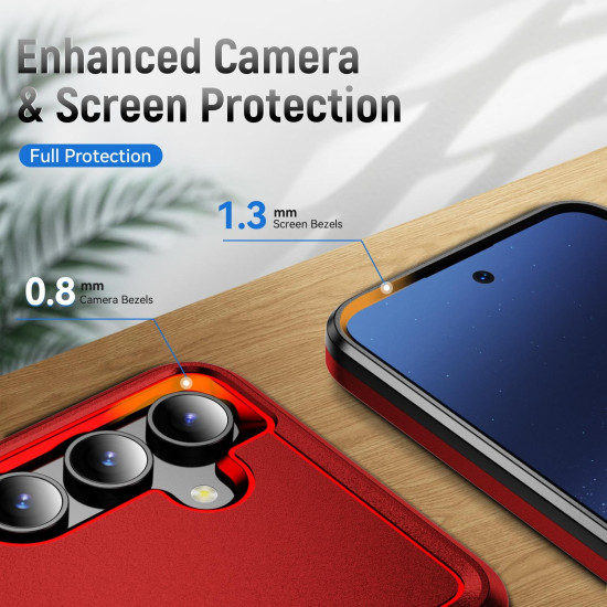 For Samsung Galaxy S24+ 5G Pioneer Armor Heavy Duty PC Hybrid TPU Phone Case(Red+Black)