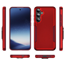 For Samsung Galaxy S24+ 5G Pioneer Armor Heavy Duty PC Hybrid TPU Phone Case(Red+Rose Red)