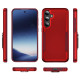 For Samsung Galaxy S24+ 5G Pioneer Armor Heavy Duty PC Hybrid TPU Phone Case(Red+Rose Red)
