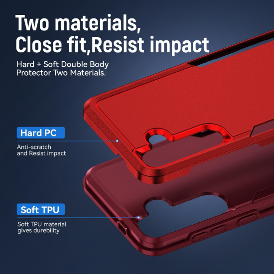 For Samsung Galaxy S24+ 5G Pioneer Armor Heavy Duty PC Hybrid TPU Phone Case(Red+Rose Red)