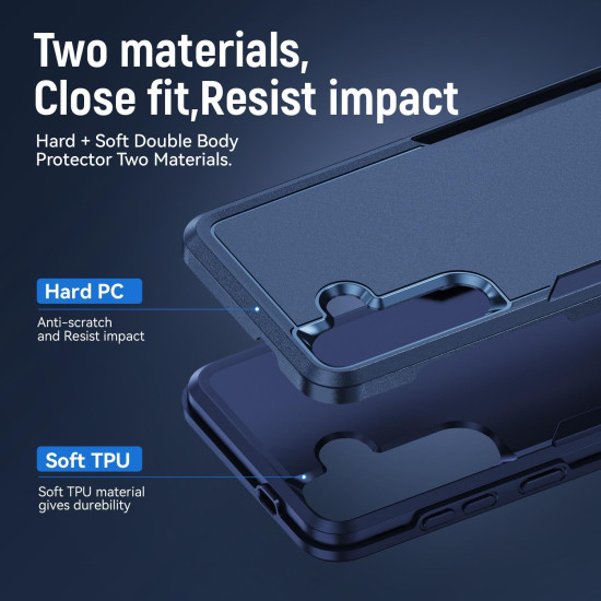 For Samsung Galaxy S24+ 5G Pioneer Armor Heavy Duty PC Hybrid TPU Phone Case(Blue)