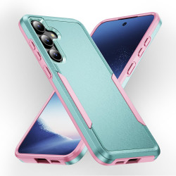 For Samsung Galaxy S24+ 5G Pioneer Armor Heavy Duty PC Hybrid TPU Phone Case(Green+Pink)