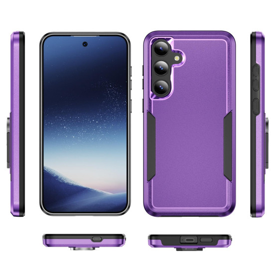 For Samsung Galaxy S24+ 5G Pioneer Armor Heavy Duty PC Hybrid TPU Phone Case(Purple+Black)