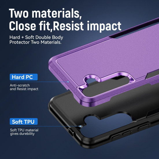 For Samsung Galaxy S24+ 5G Pioneer Armor Heavy Duty PC Hybrid TPU Phone Case(Purple+Black)