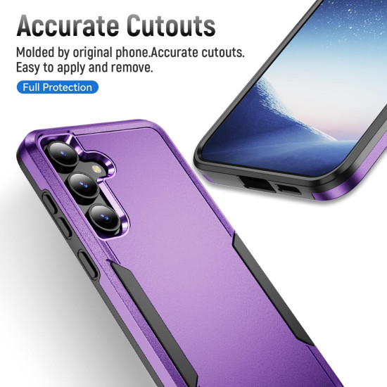 For Samsung Galaxy S24+ 5G Pioneer Armor Heavy Duty PC Hybrid TPU Phone Case(Purple+Black)