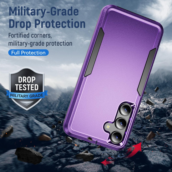 For Samsung Galaxy S24+ 5G Pioneer Armor Heavy Duty PC Hybrid TPU Phone Case(Purple+Black)