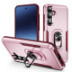 For Samsung Galaxy S24+ 5G Pioneer Armor Heavy Duty PC Hybrid TPU Phone Case with Holder(Pink+Rose Red)