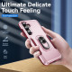 For Samsung Galaxy S24+ 5G Pioneer Armor Heavy Duty PC Hybrid TPU Phone Case with Holder(Pink+Rose Red)