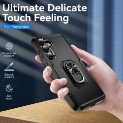 For Samsung Galaxy S24+ 5G Pioneer Armor Heavy Duty PC Hybrid TPU Phone Case with Holder(Black)