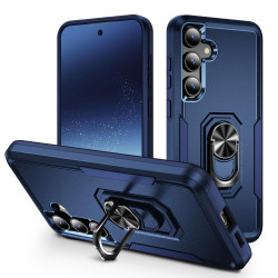For Samsung Galaxy S24+ 5G Pioneer Armor Heavy Duty PC Hybrid TPU Phone Case with Holder(Blue)