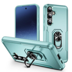 For Samsung Galaxy S24+ 5G Pioneer Armor Heavy Duty PC Hybrid TPU Phone Case with Holder(Green)