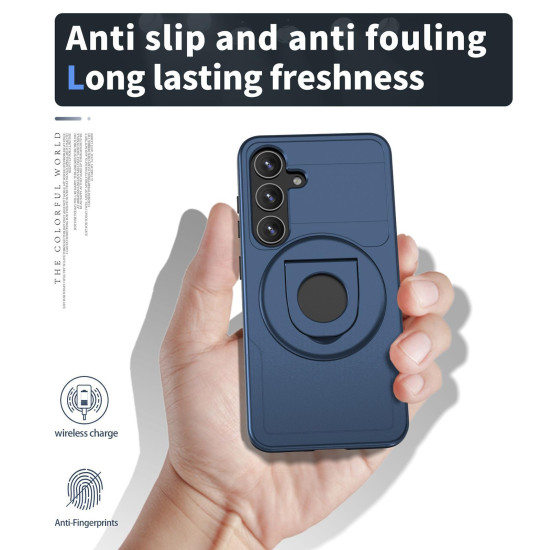 For Samsung Galaxy S24+ 5G Armor MagSafe Ring Holder Phone Case(Blue)