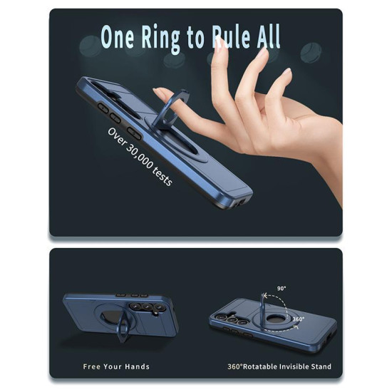 For Samsung Galaxy S24+ 5G Armor MagSafe Ring Holder Phone Case(Blue)