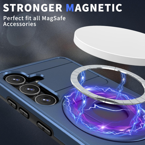 For Samsung Galaxy S24+ 5G Armor MagSafe Ring Holder Phone Case(Blue)