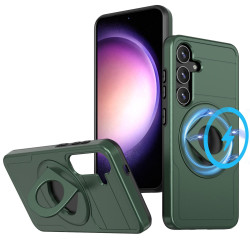 For Samsung Galaxy S24+ 5G Armor MagSafe Ring Holder Phone Case(Deep Green)
