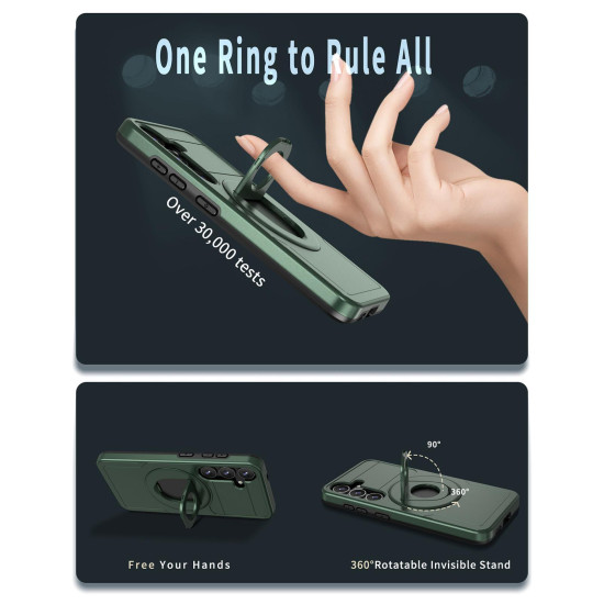 For Samsung Galaxy S24+ 5G Armor MagSafe Ring Holder Phone Case(Deep Green)