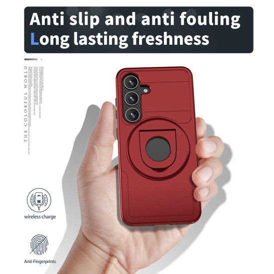 For Samsung Galaxy S24+ 5G Armor MagSafe Ring Holder Phone Case(Red)