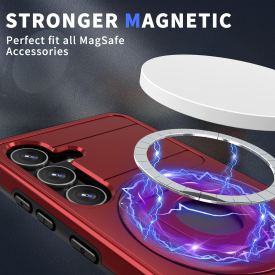 For Samsung Galaxy S24+ 5G Armor MagSafe Ring Holder Phone Case(Red)