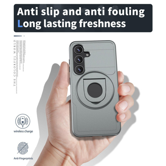 For Samsung Galaxy S24+ 5G Armor MagSafe Ring Holder Phone Case(Titanium Grey)