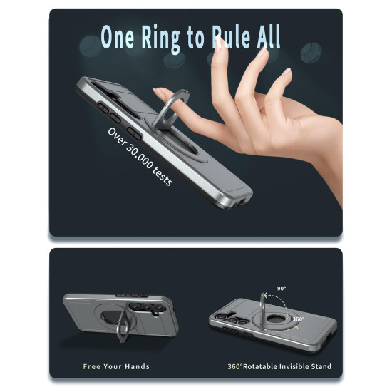 For Samsung Galaxy S24+ 5G Armor MagSafe Ring Holder Phone Case(Titanium Grey)