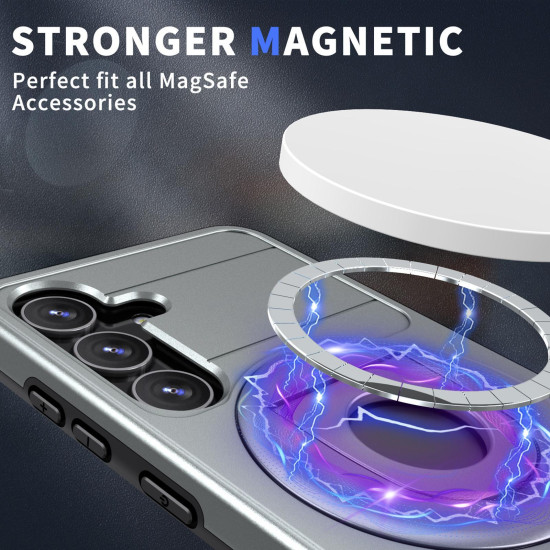 For Samsung Galaxy S24+ 5G Armor MagSafe Ring Holder Phone Case(Titanium Grey)