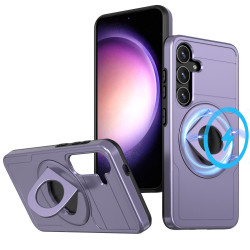 For Samsung Galaxy S24+ 5G Armor MagSafe Ring Holder Phone Case(Puple)