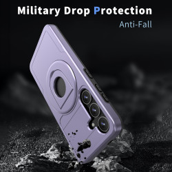 For Samsung Galaxy S24+ 5G Armor MagSafe Ring Holder Phone Case(Puple)