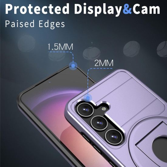 For Samsung Galaxy S24+ 5G Armor MagSafe Ring Holder Phone Case(Puple)