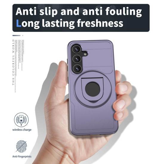 For Samsung Galaxy S24+ 5G Armor MagSafe Ring Holder Phone Case(Puple)