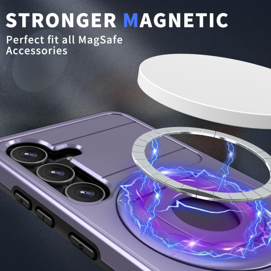 For Samsung Galaxy S24+ 5G Armor MagSafe Ring Holder Phone Case(Puple)