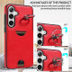 For Samsung Galaxy S24+ 5G Calf Texture Card Slot Ring Holder Phone Case(Red)