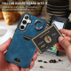 For Samsung Galaxy S24+ 5G Calf Texture Card Slot Ring Holder Phone Case(Blue)