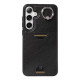 For Samsung Galaxy S24+ 5G Calf Texture Card Slot Ring Holder Phone Case(Black)