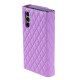 For Samsung Galaxy S24+ 5G Zipper Multi-Card Wallet Rhombic Leather Phone Case(Purple)