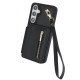 For Samsung Galaxy S24+ 5G YM006 Skin Feel Zipper Card Bag Phone Case with Dual Lanyard(Black)
