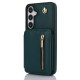 For Samsung Galaxy S24+ 5G YM006 Skin Feel Zipper Card Bag Phone Case with Dual Lanyard(Green)