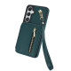 For Samsung Galaxy S24+ 5G YM006 Skin Feel Zipper Card Bag Phone Case with Dual Lanyard(Green)