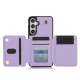 For Samsung Galaxy S24+ 5G YM006 Skin Feel Zipper Card Bag Phone Case with Dual Lanyard(Light Purple)