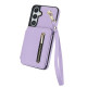 For Samsung Galaxy S24+ 5G YM006 Skin Feel Zipper Card Bag Phone Case with Dual Lanyard(Light Purple)