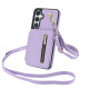 For Samsung Galaxy S24+ 5G YM006 Skin Feel Zipper Card Bag Phone Case with Dual Lanyard(Light Purple)