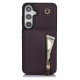 For Samsung Galaxy S24+ 5G YM006 Skin Feel Zipper Card Bag Phone Case with Dual Lanyard(Dark Purple)