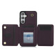 For Samsung Galaxy S24+ 5G YM006 Skin Feel Zipper Card Bag Phone Case with Dual Lanyard(Dark Purple)