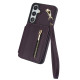 For Samsung Galaxy S24+ 5G YM006 Skin Feel Zipper Card Bag Phone Case with Dual Lanyard(Dark Purple)