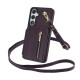 For Samsung Galaxy S24+ 5G YM006 Skin Feel Zipper Card Bag Phone Case with Dual Lanyard(Dark Purple)