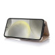 For Samsung Galaxy S24+ 5G YM006 Skin Feel Zipper Card Bag Phone Case with Dual Lanyard(Apricot)