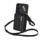 For Samsung Galaxy S23+ 5G YM006 Skin Feel Zipper Card Bag Phone Case with Dual Lanyard(Black)